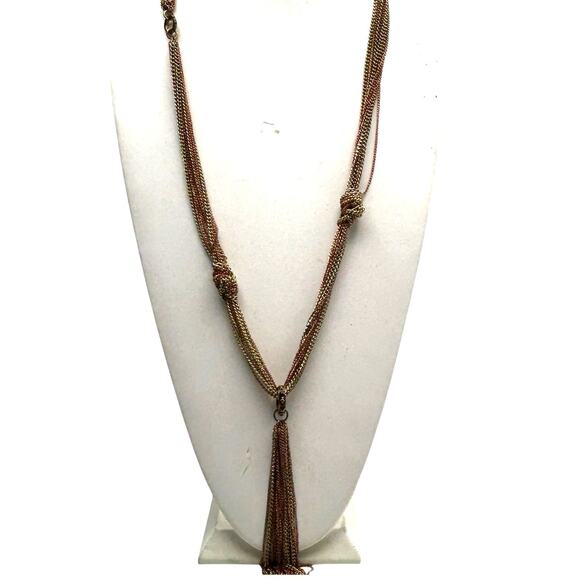 Wildlife by Heidi Klum Tassel Necklace Punk Edgy Grunge Gold tone Copper - Picture 1 of 8